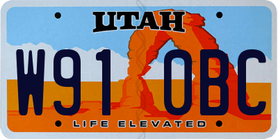 UT license plate W910BC