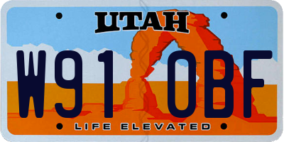 UT license plate W910BF