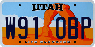 UT license plate W910BP