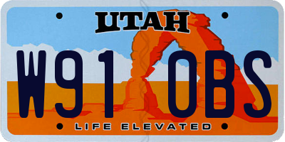 UT license plate W910BS