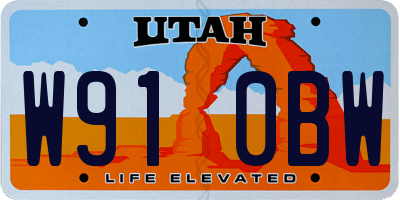 UT license plate W910BW