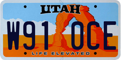 UT license plate W910CE