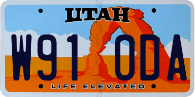 UT license plate W910DA