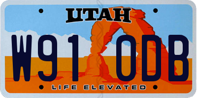 UT license plate W910DB