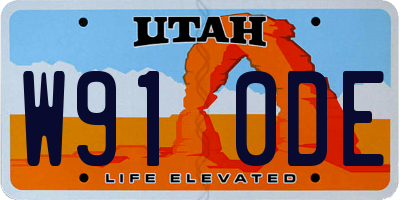 UT license plate W910DE