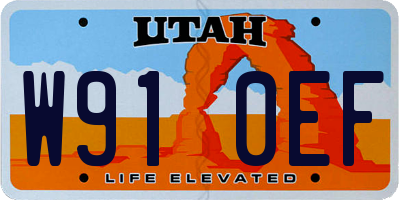 UT license plate W910EF