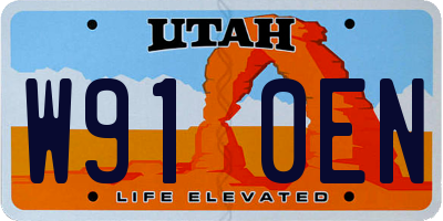 UT license plate W910EN