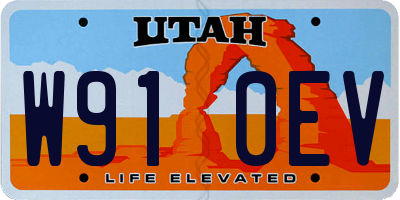 UT license plate W910EV