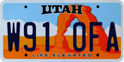 UT license plate W910FA
