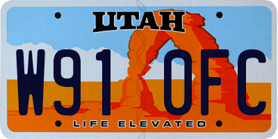 UT license plate W910FC