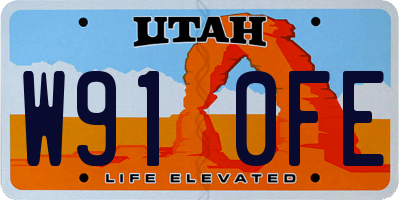 UT license plate W910FE