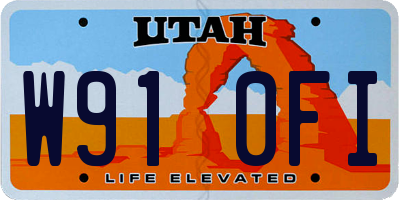 UT license plate W910FI