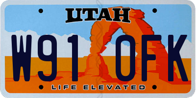 UT license plate W910FK