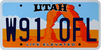 UT license plate W910FL