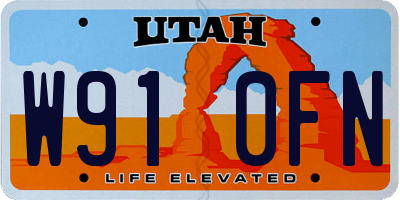UT license plate W910FN
