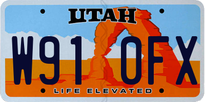 UT license plate W910FX