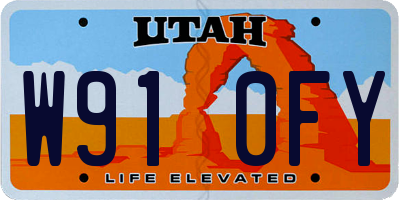 UT license plate W910FY