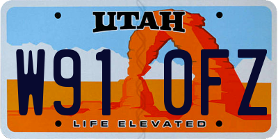 UT license plate W910FZ