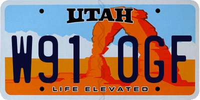 UT license plate W910GF