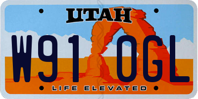 UT license plate W910GL