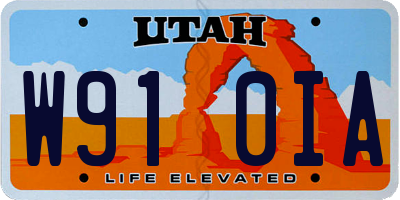 UT license plate W910IA