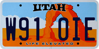UT license plate W910IE