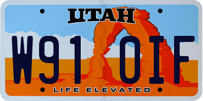 UT license plate W910IF