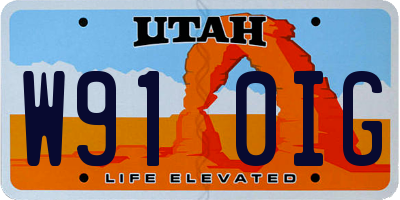 UT license plate W910IG