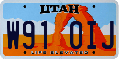 UT license plate W910IJ