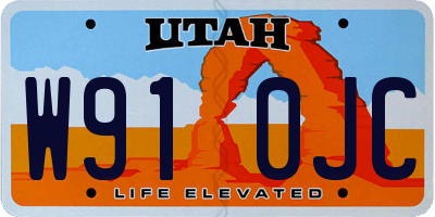 UT license plate W910JC