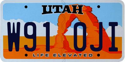 UT license plate W910JI