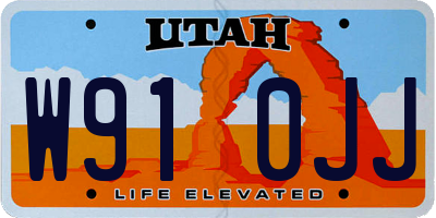 UT license plate W910JJ