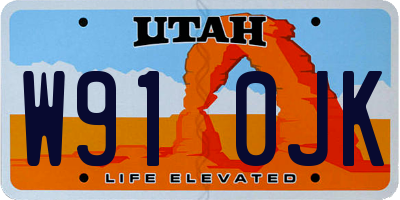 UT license plate W910JK