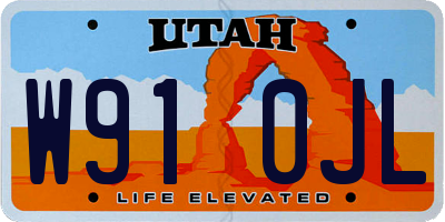 UT license plate W910JL