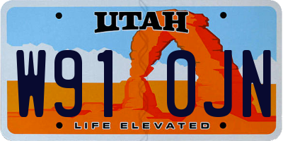 UT license plate W910JN