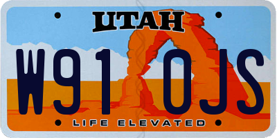 UT license plate W910JS