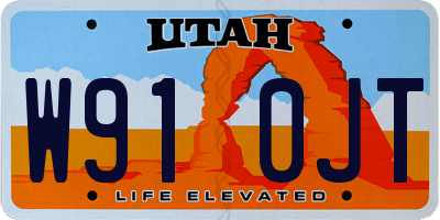 UT license plate W910JT