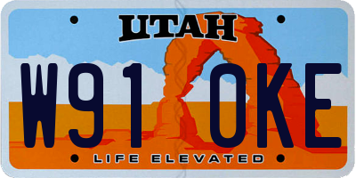 UT license plate W910KE