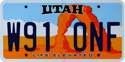 UT license plate W910NF