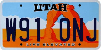 UT license plate W910NJ