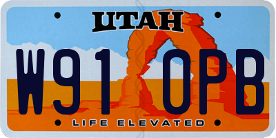 UT license plate W910PB
