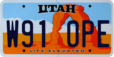 UT license plate W910PE