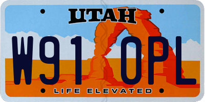 UT license plate W910PL