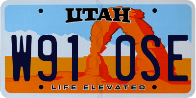 UT license plate W910SE