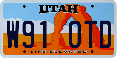 UT license plate W910TD