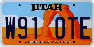 UT license plate W910TE