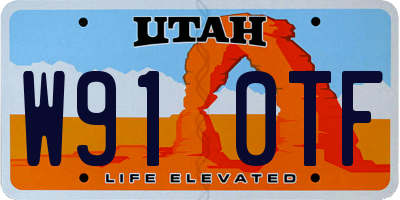 UT license plate W910TF