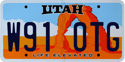 UT license plate W910TG