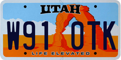 UT license plate W910TK