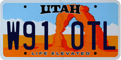 UT license plate W910TL